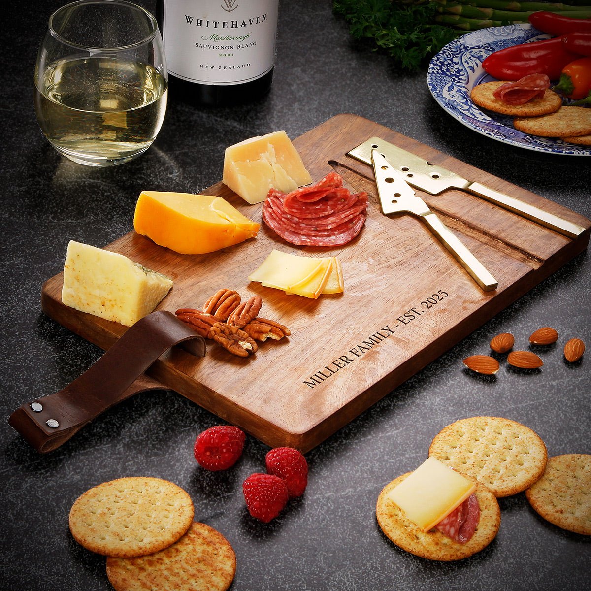 Betley Personalized Cheese Board with Integrated Cheese Knives