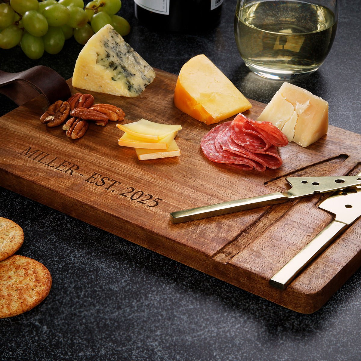 Betley Personalized Cheese Board with Integrated Cheese Knives