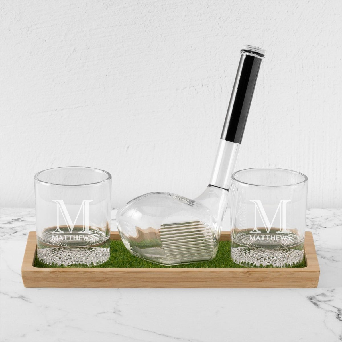 Birdie & Bourbon Golf Club Decanter & Whiskey Glasses