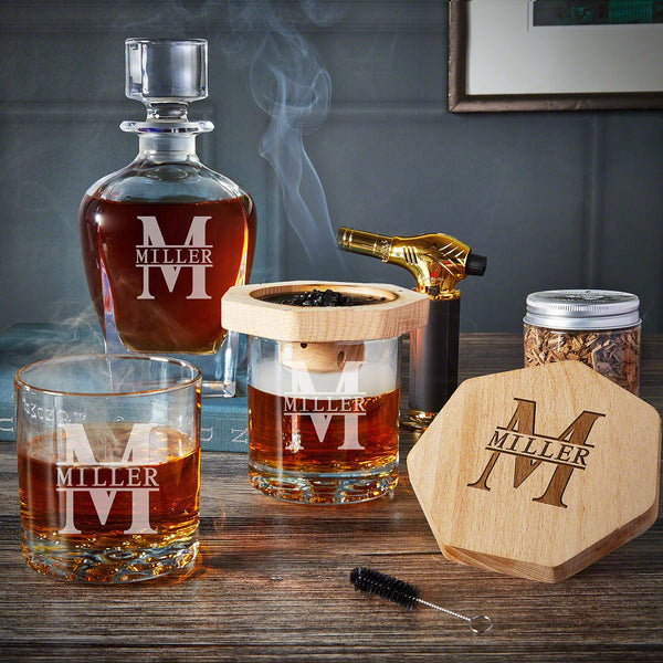Black Diamond Engraved Whiskey Smoking Kit - 8 pc Set