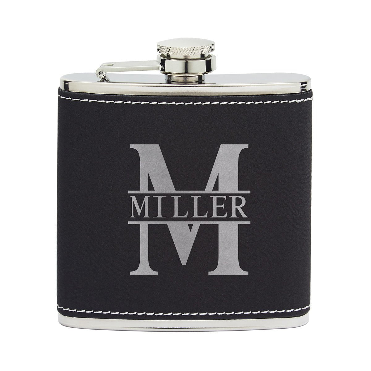 Black & Silver Personalized Hip Flask