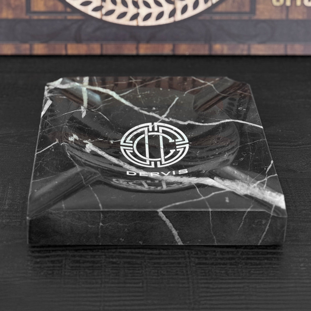 Black Square Marble Cigar Ashtray Indoor / Outdoor (Custom Engraving Available)