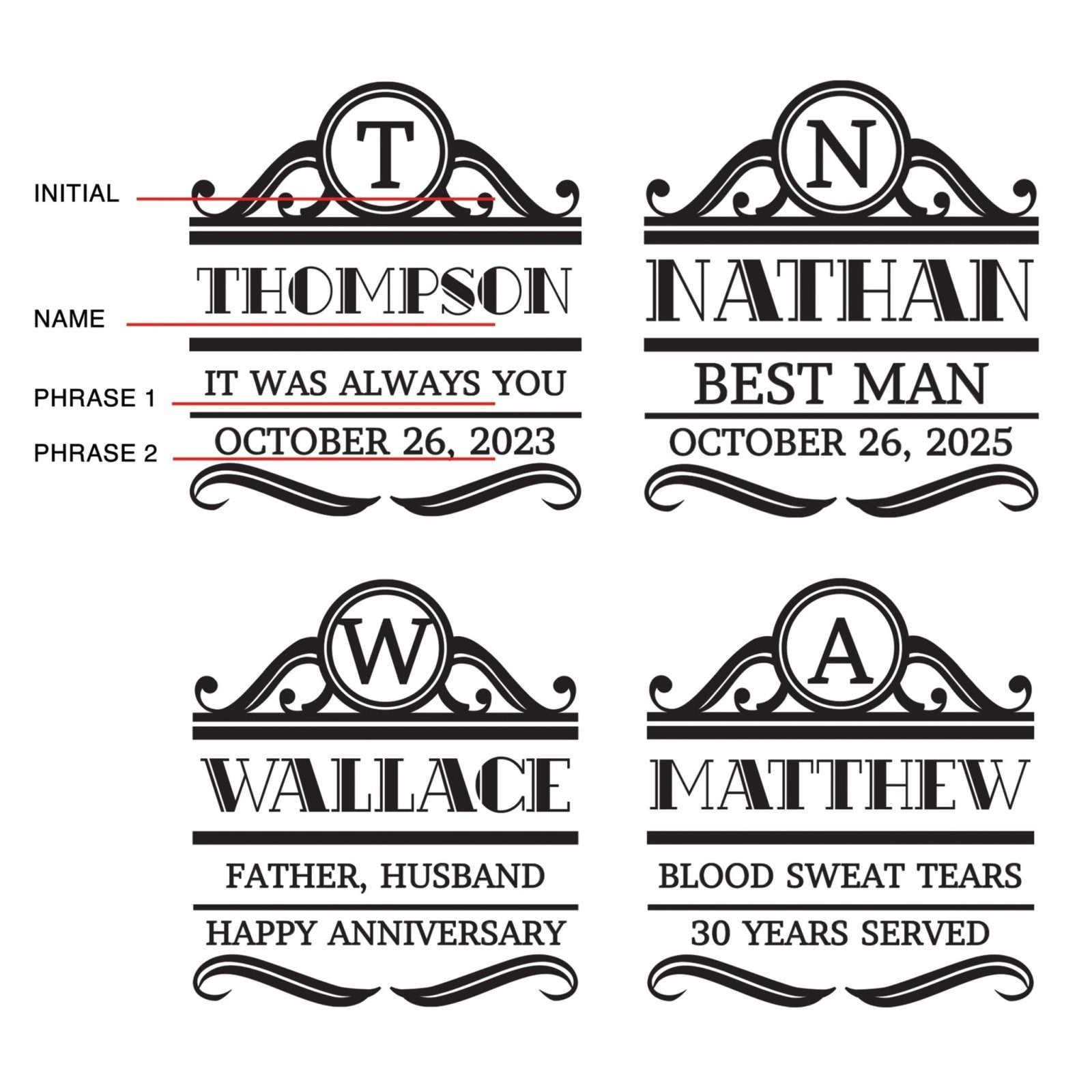 Blackout Groomsmen Flasks - Set of 5