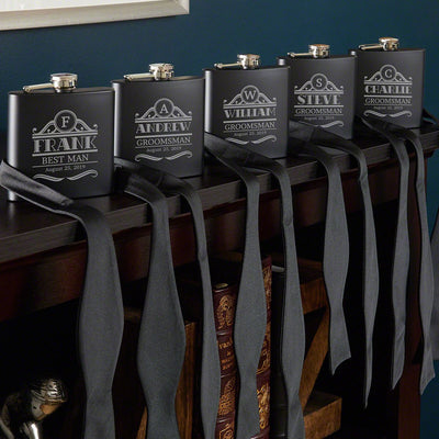Blackout Groomsmen Flasks - Set of 5