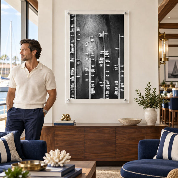 Boat Parking Only Black & White Acrylic Wall Art Print