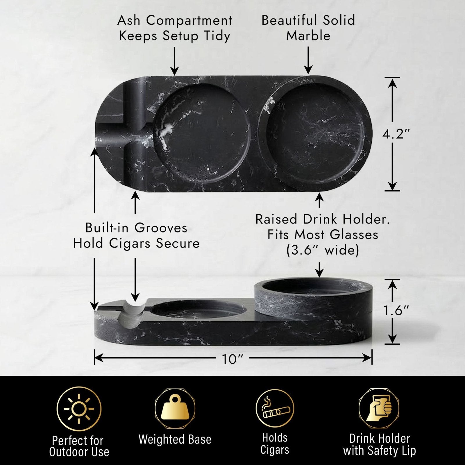 Bolton Cigar Ashtray & Glassware 5 Pc Set - Custom Cigar Gift Set