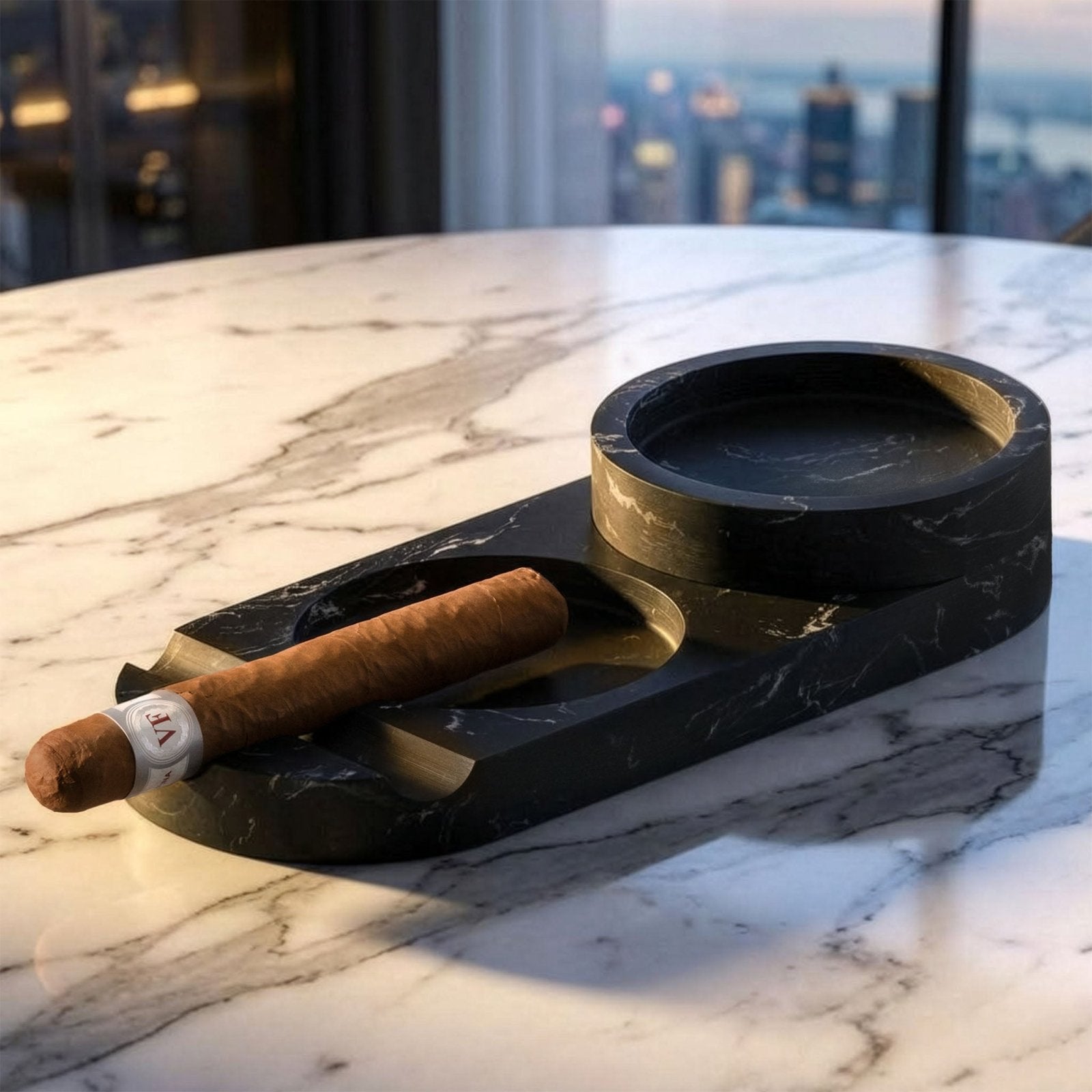 Bolton Cigar Ashtray Whiskey Set w/ Oxley Custom Cigar Glass