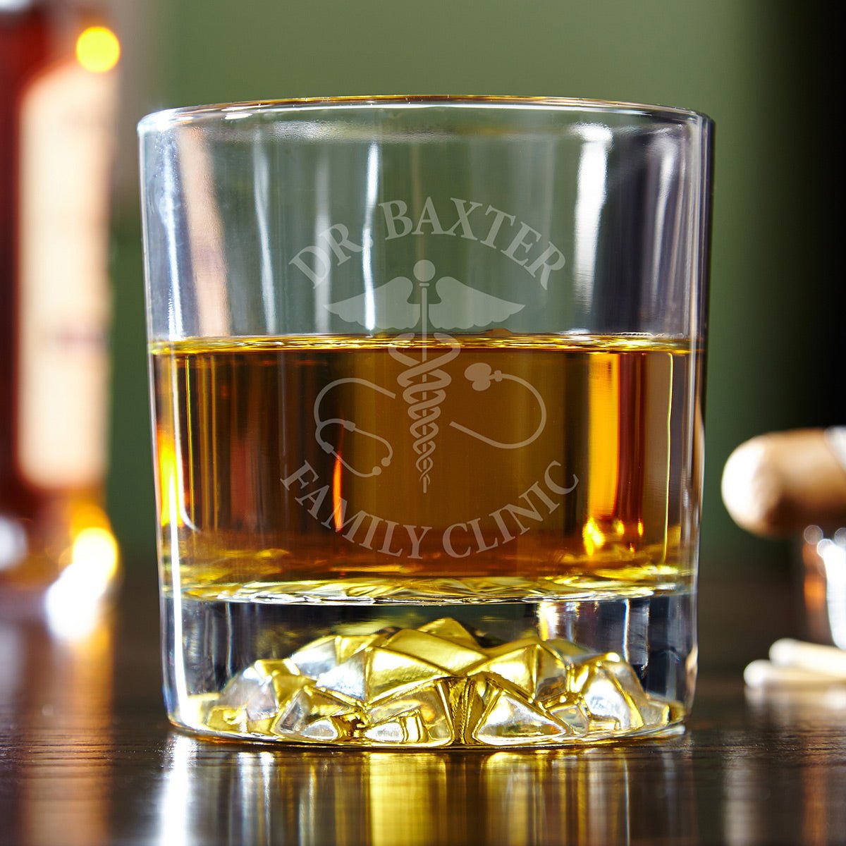 Caduceus Engraved Set of Whiskey Gifts for Doctors - Med School Graduation Decanter and Glasses