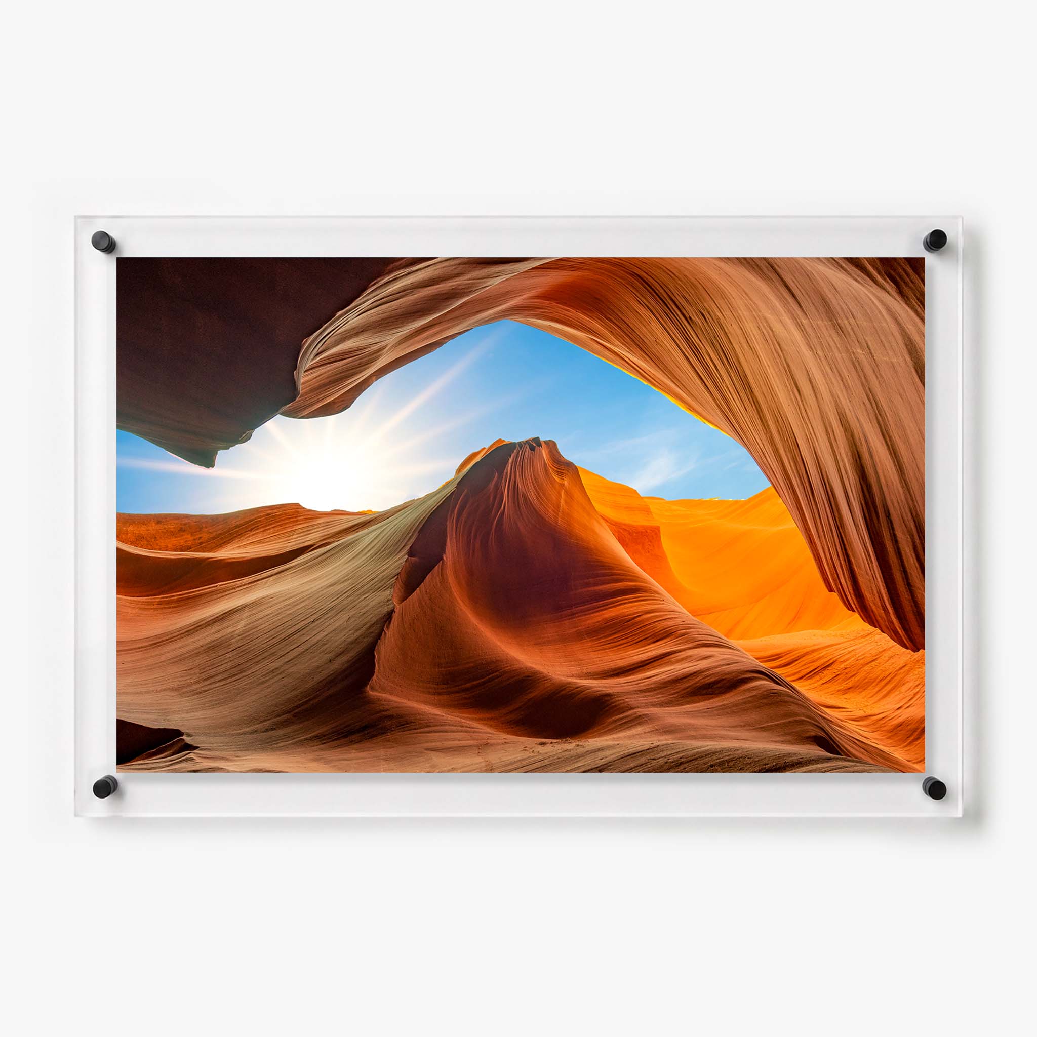 Acrylic wall art featuring flowing red sandstone formations