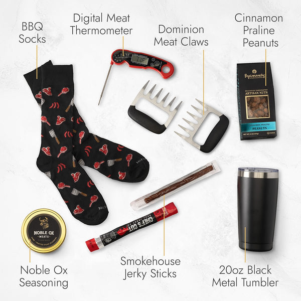 Carnivore's Delight Meat Lover BBQ Gift Basket w Grill Tools