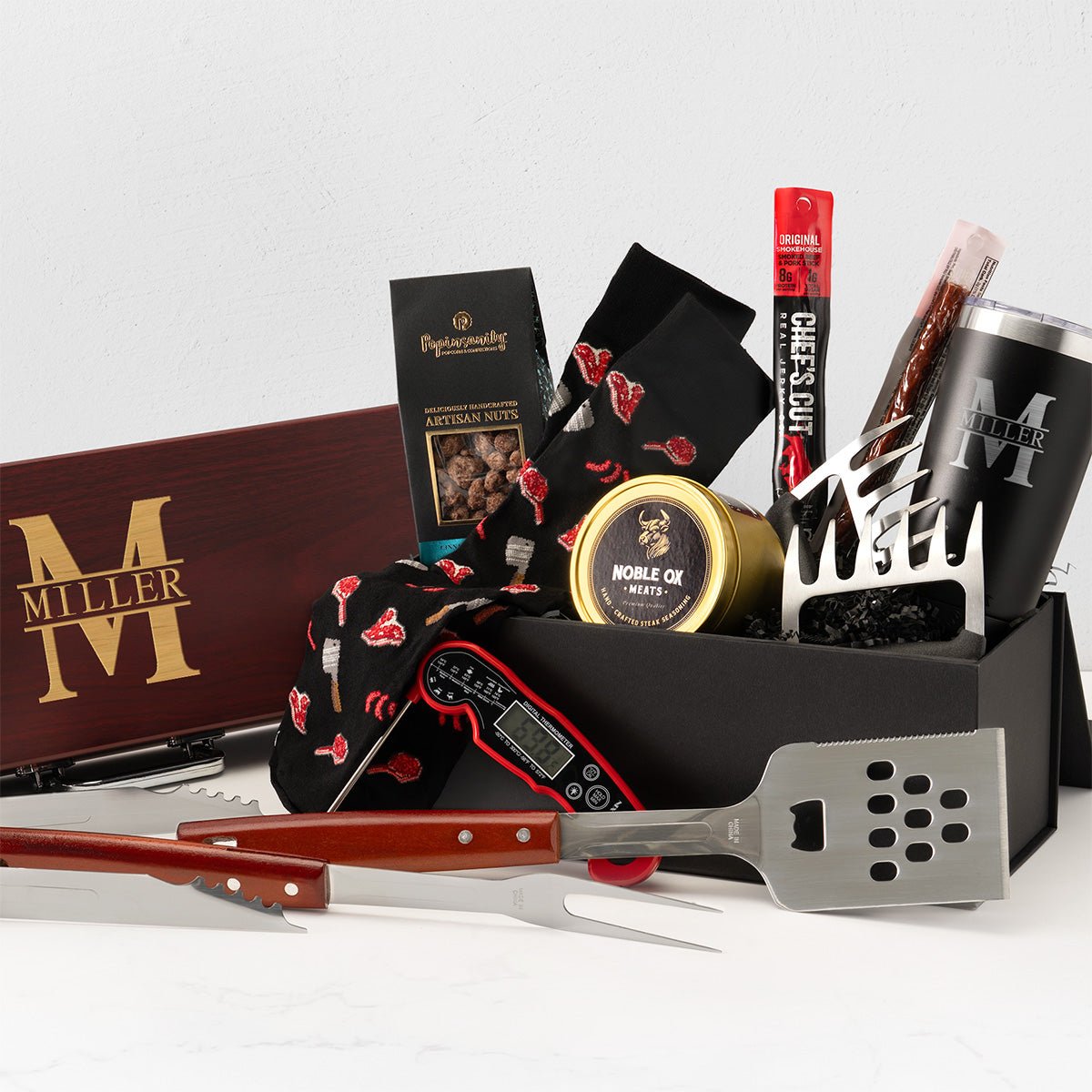 Carnivore's Delight Meat Lover BBQ Gift Basket w Grill Tools