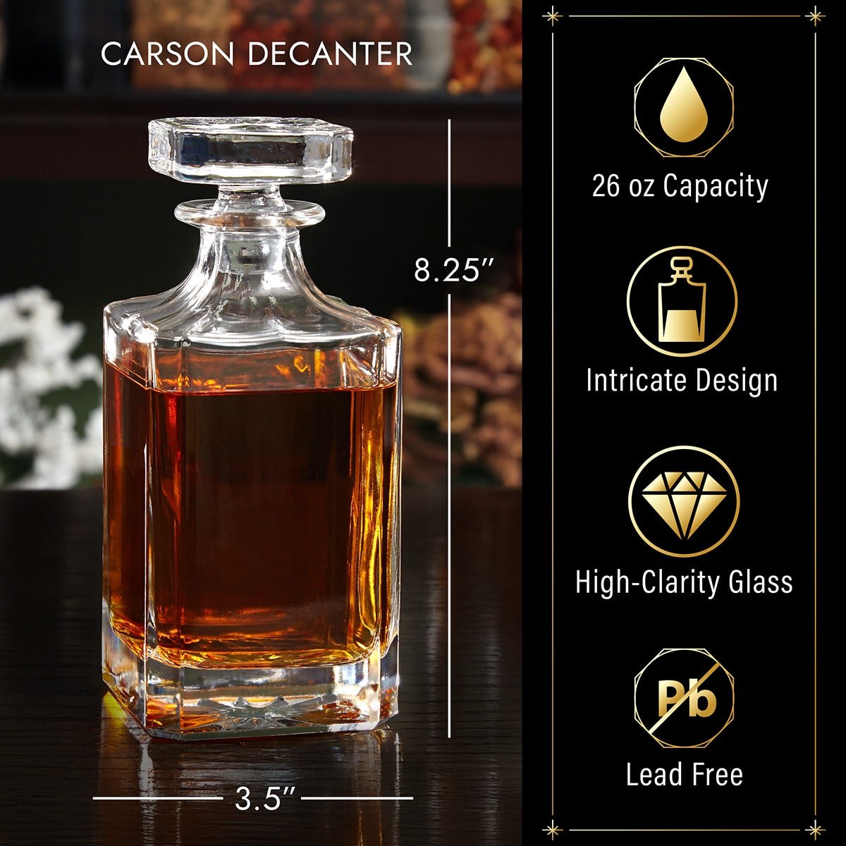 carson decanter details and measurements