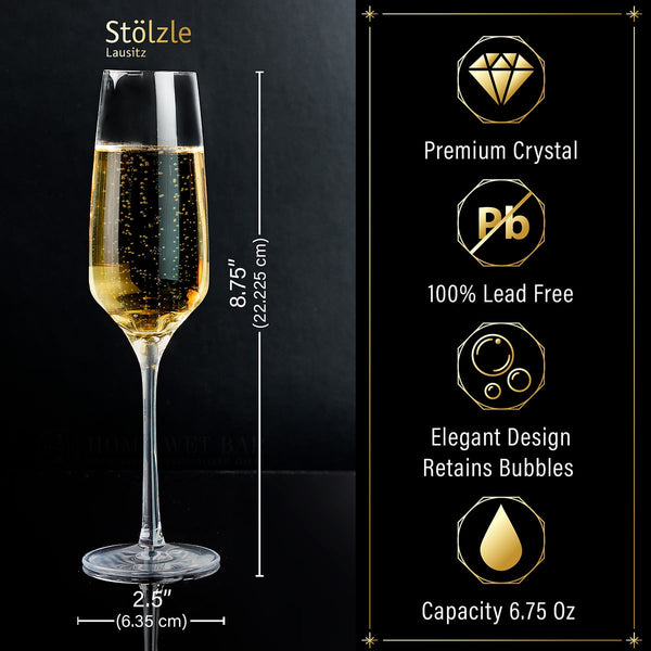champagne flute glass details and measurements