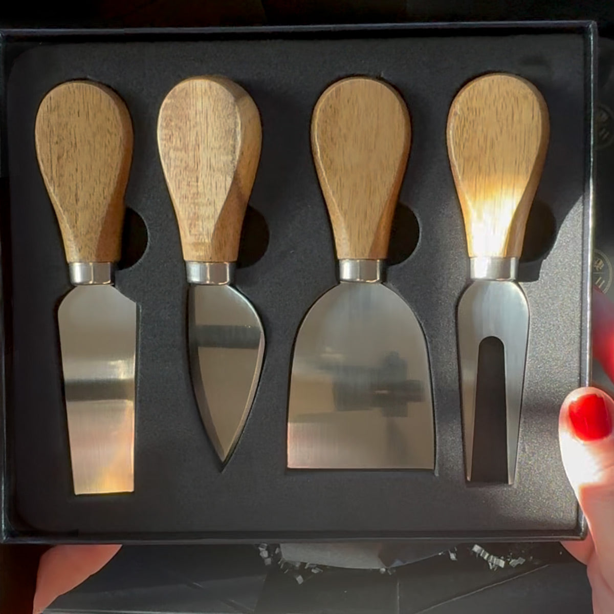 Acacia Wood Cheese Knives - 4pc Cheese Knife Set - Add - On