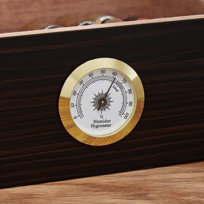 Cigar Aficionado Custom Wood Cigar Humidor with Hygrometer - Espresso Brown Cedar Lined