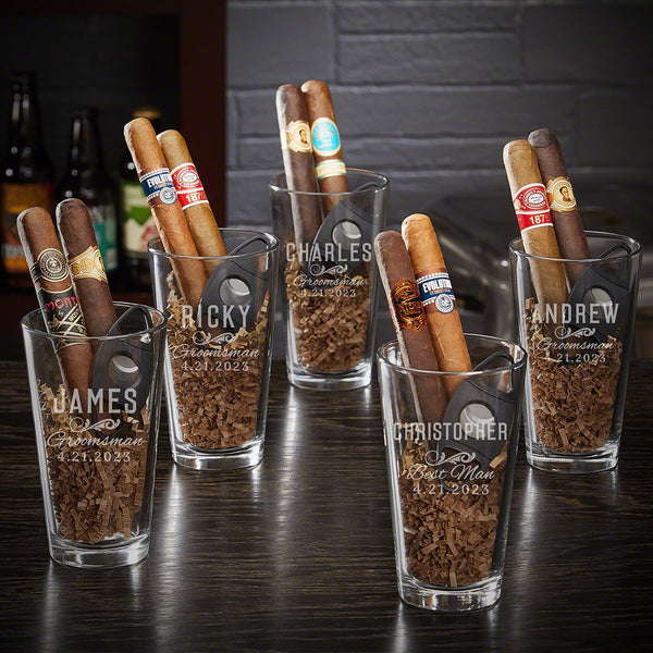 Classic Groomsman Custom Beer and Cigar Groomsmen Gifts Set of 5