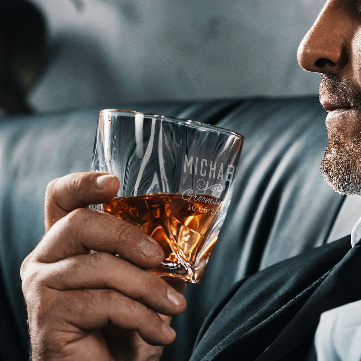 Classic Groomsman Etched Set of 5 Twist Glasses Gifts for Groomsmen