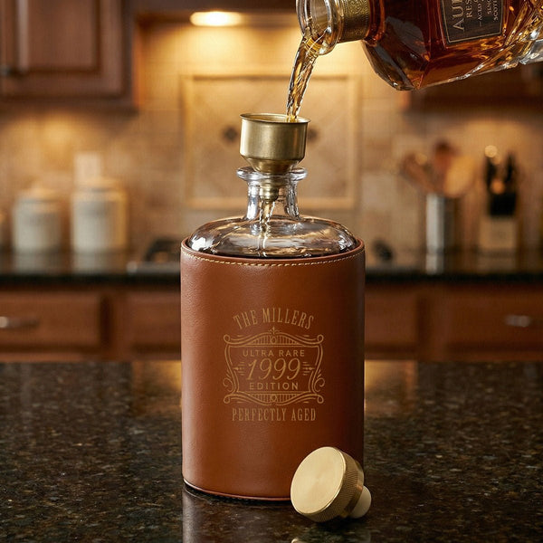 Crawford Custom Bourbon Decanter Set - Leather Wrapped