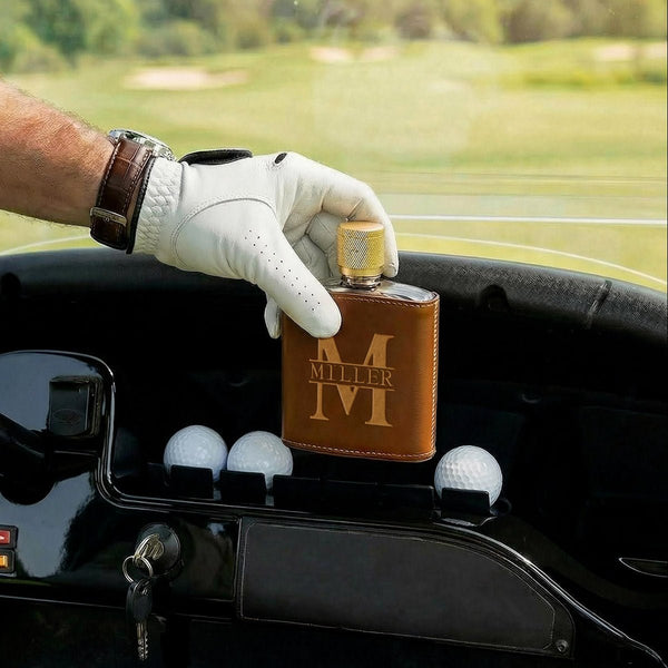 Crawford Custom Glass Flask Set - Leather Wrapped