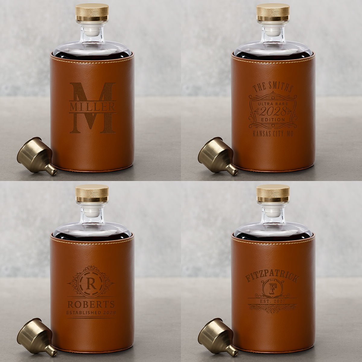 Crawford Leather Whiskey Decanter & Flask - Rutherford Glasses