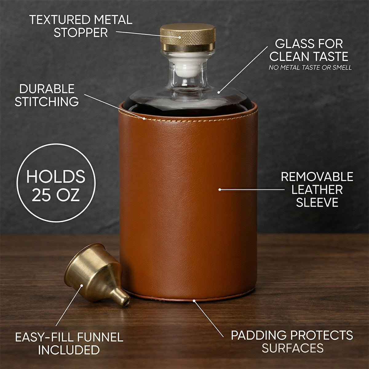 Crawford Leather Whiskey Decanter - Golf Ball Glasses