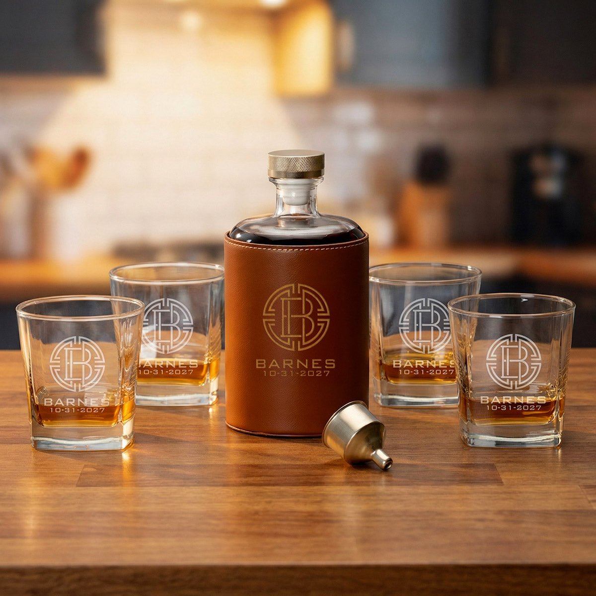 Crawford Leather Whiskey Decanter - Rutherford Glasses