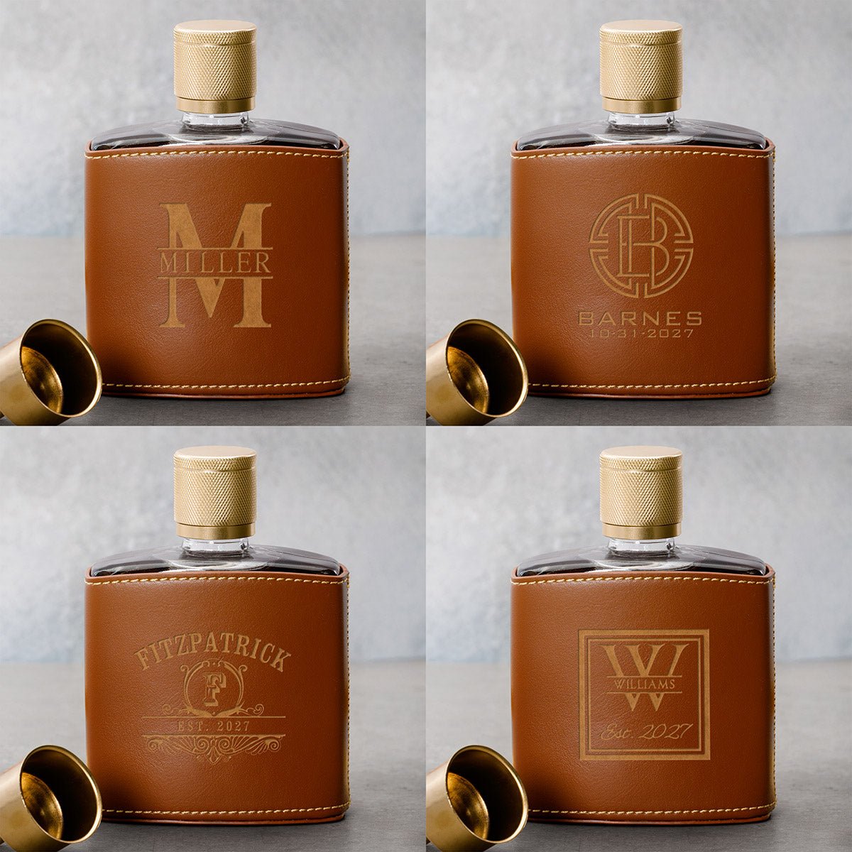 Crawford Leather Whiskey Flask - Rutherford Glasses