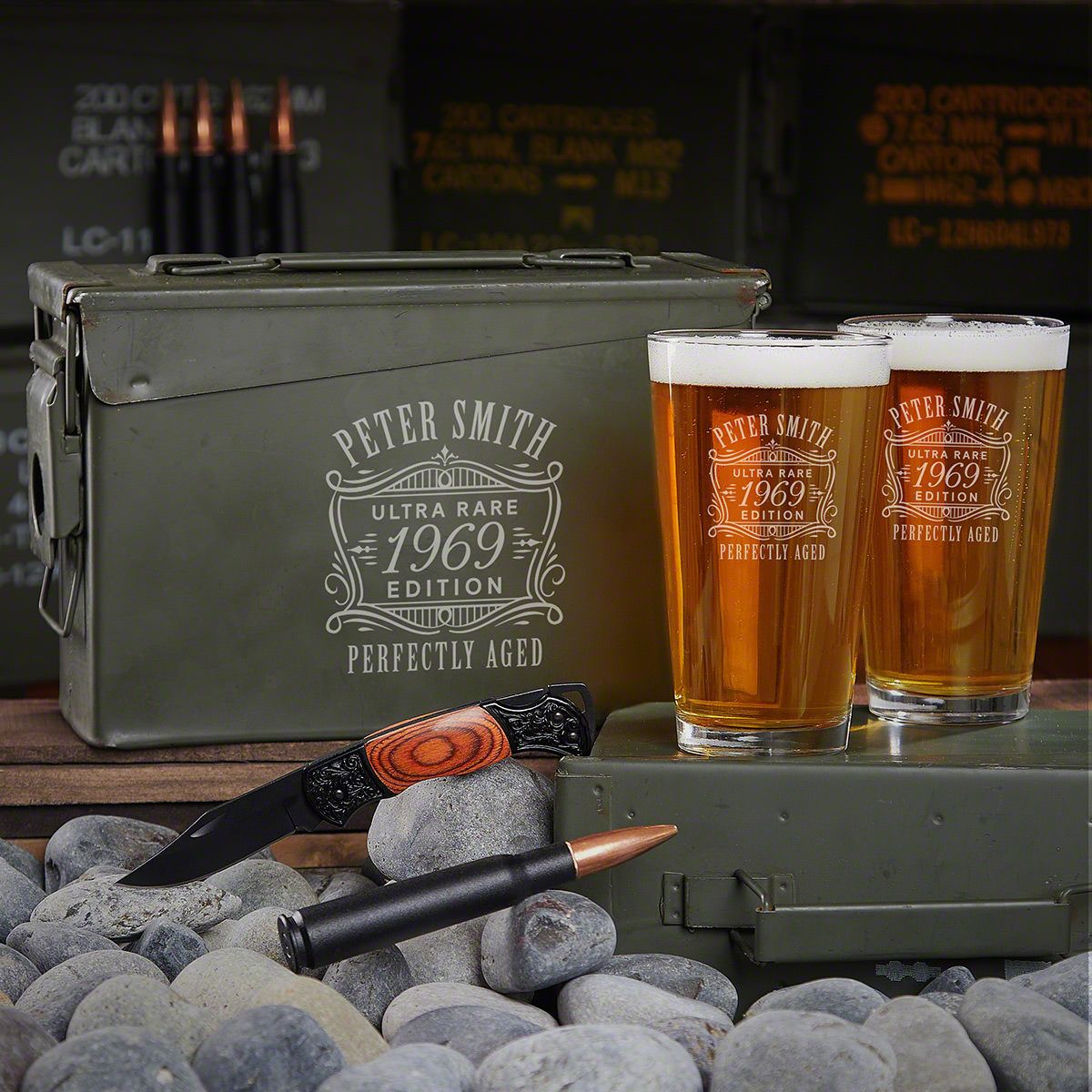 Custom Ammo Can & Bullet Opener Beer Gift Set - 5pc