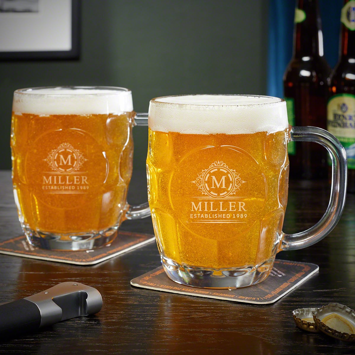 Custom Beer Mugs Britannia Dimple, Set of 2 - Hamilton Design