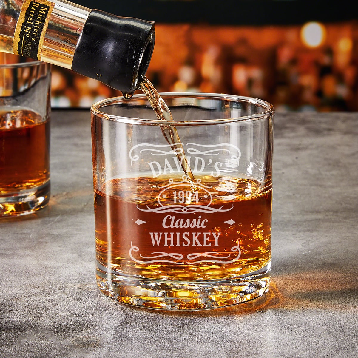 Custom Carson Crystal Whiskey Decanter Set with Glasses - Crafted Ebony Black Box