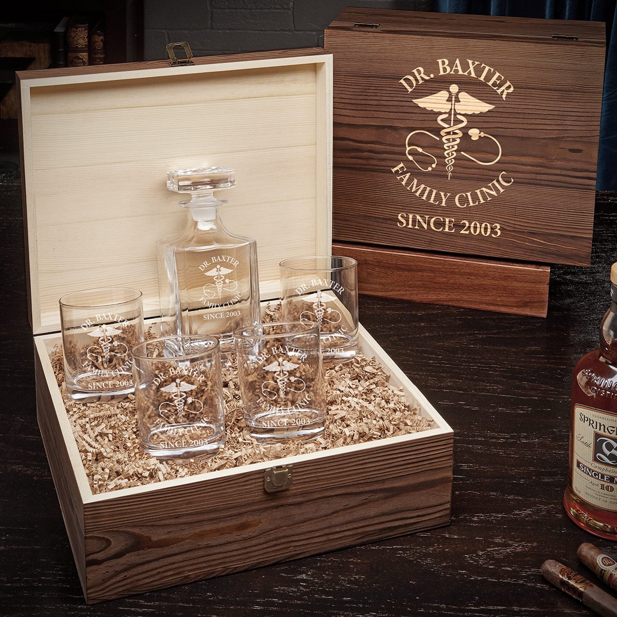 Custom Carson Decanter Box Set Gifts for Doctors