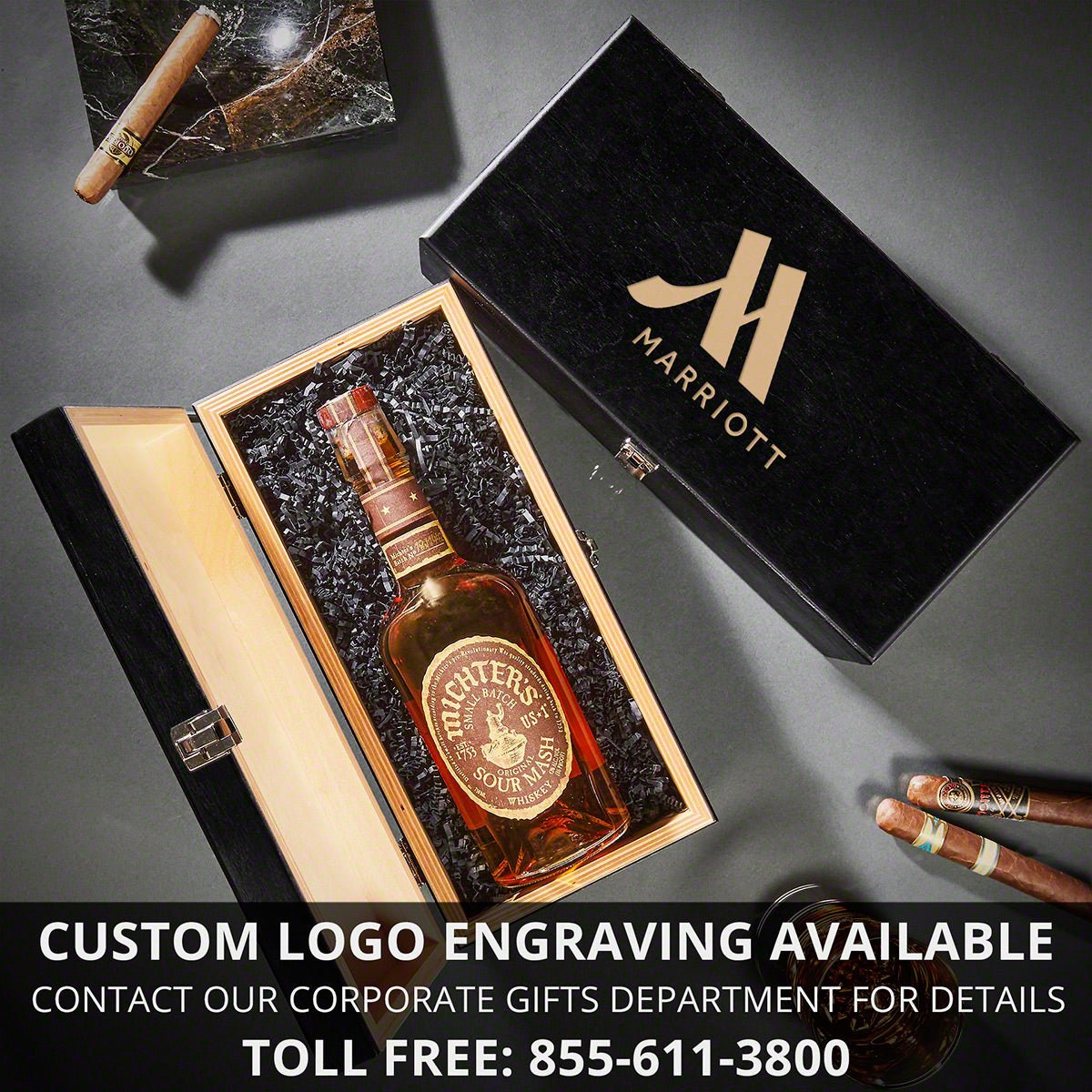 Custom Cognac Gift Set - Ebony Box
