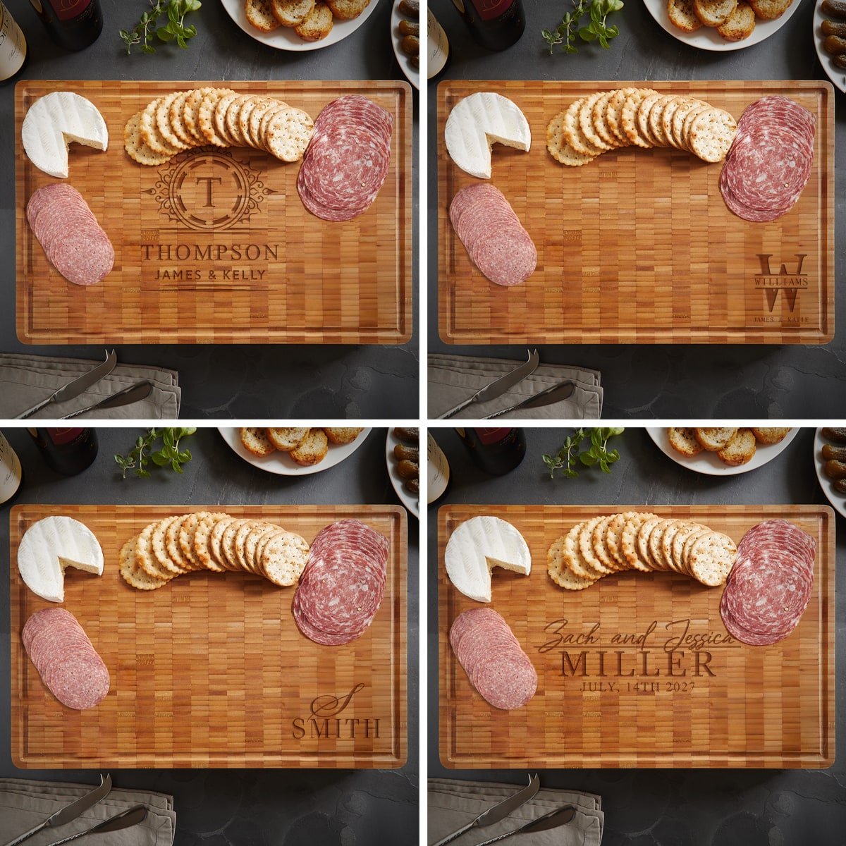 Custom End Grain XL 18x12x2 Cutting Board w Juice Grove