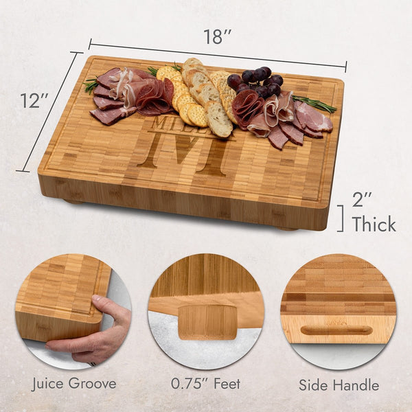 Custom End Grain XL 18x12x2 Cutting Board w Juice Grove
