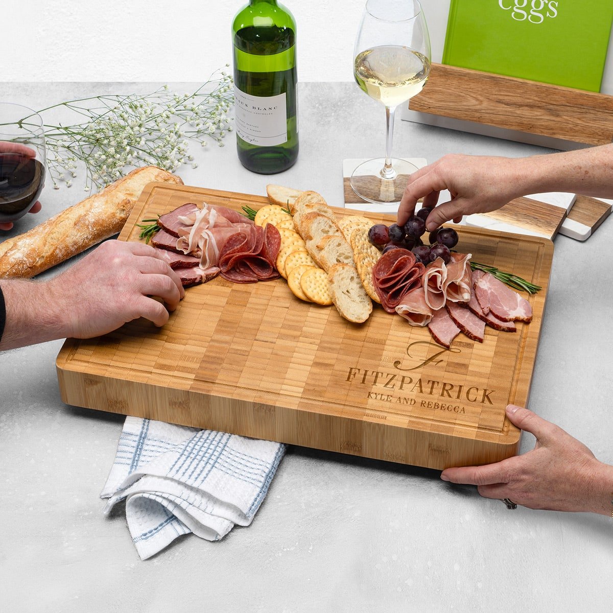 Custom End Grain XL 18x12x2 Cutting Board w Juice Grove (HERITAGE - CENTER)
