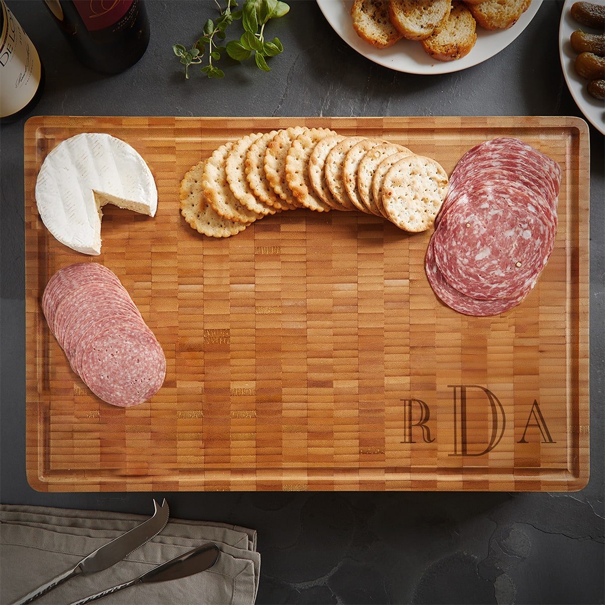 Custom End Grain XL 18x12x2 Cutting Board w Juice Grove (HERITAGE - CENTER)