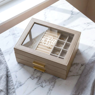 Custom Jewelry Box Organizer w/ Drawers, Champagne