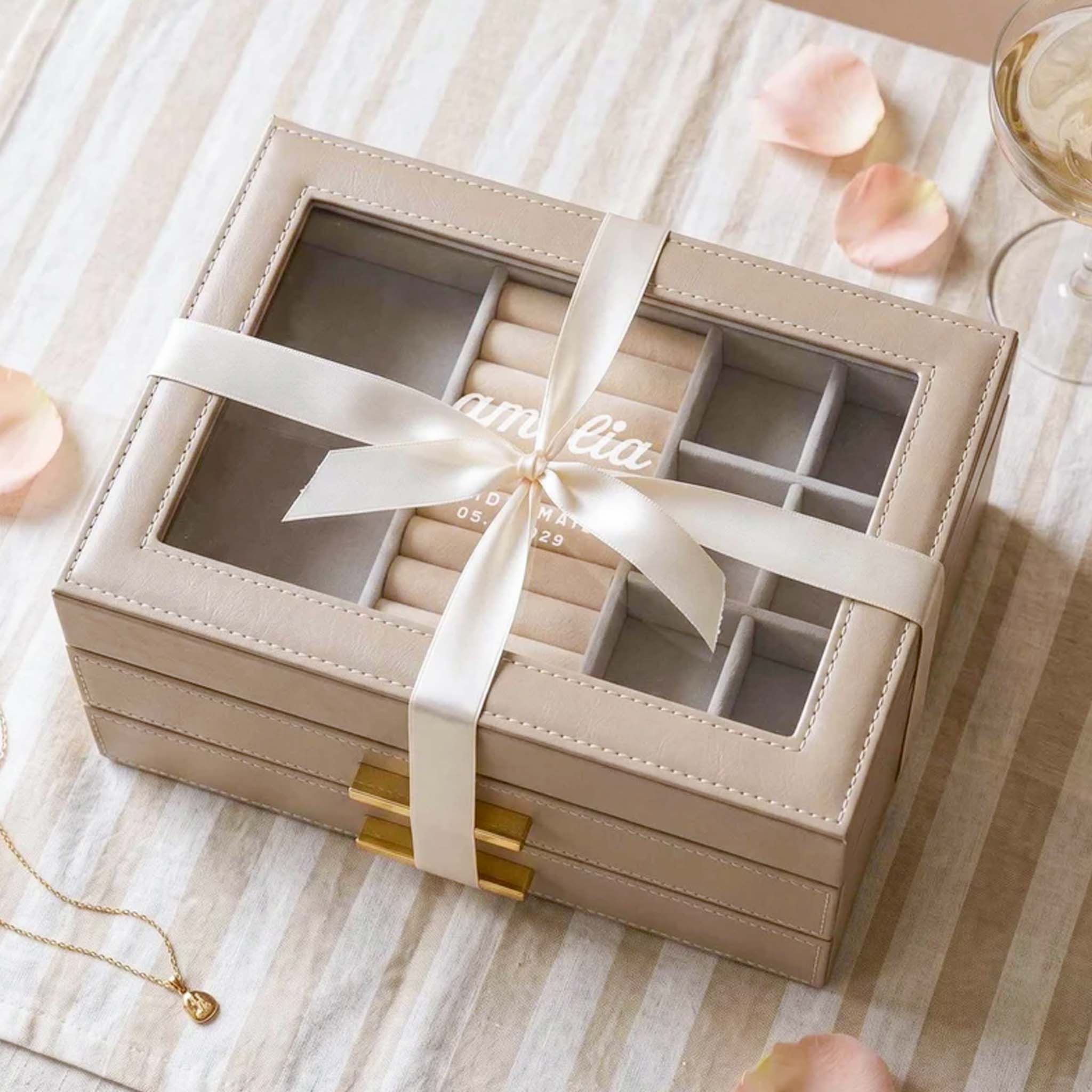 Custom Jewelry Box Organizer w/ Drawers, Champagne