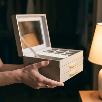 Custom Jewelry Box Organizer w/ Drawers, Champagne