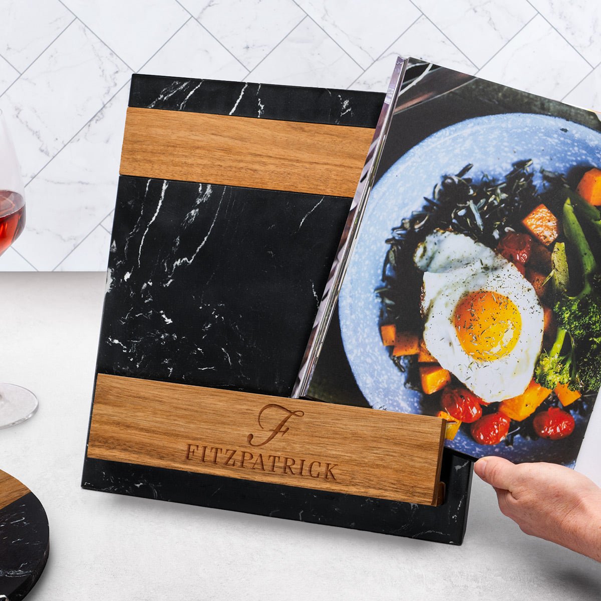 Custom Marble & Wood Cookbook Stand
