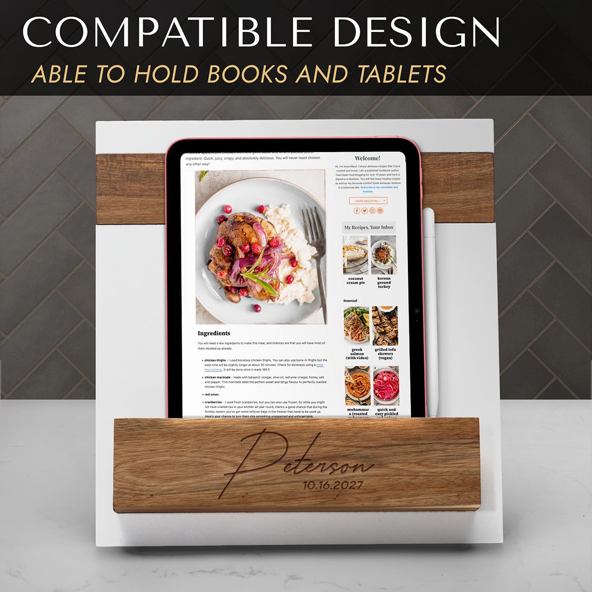 Custom Marble & Wood Cookbook Stands