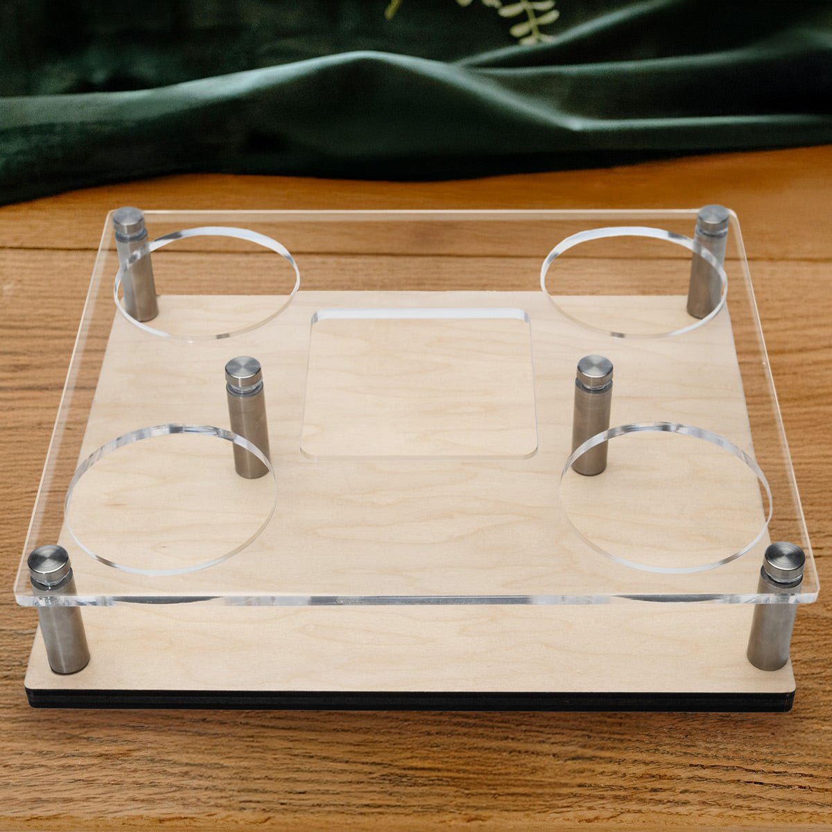 Custom Presentation Set with Carson Whiskey Decanter & Glasses - Bar Serving Tray & Display Set