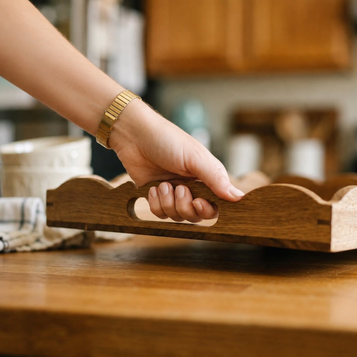 Personalized serving tray with handles