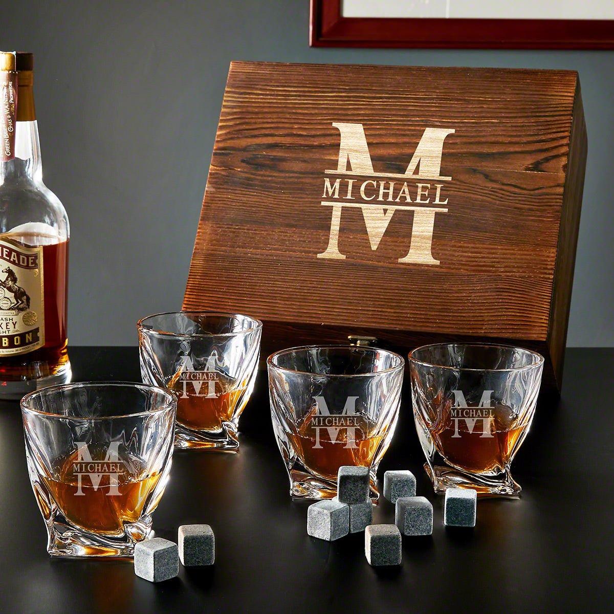 Custom Twist Whiskey Glasses with Box