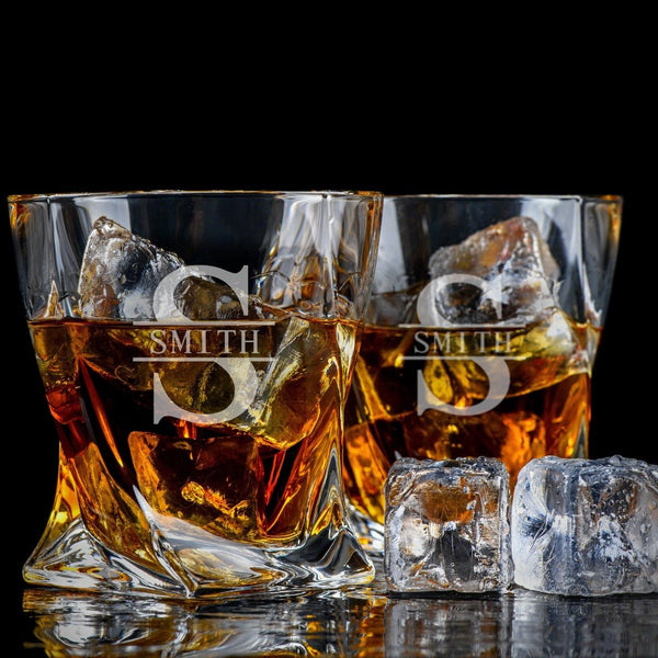 Custom Twist Whiskey Glasses with Box