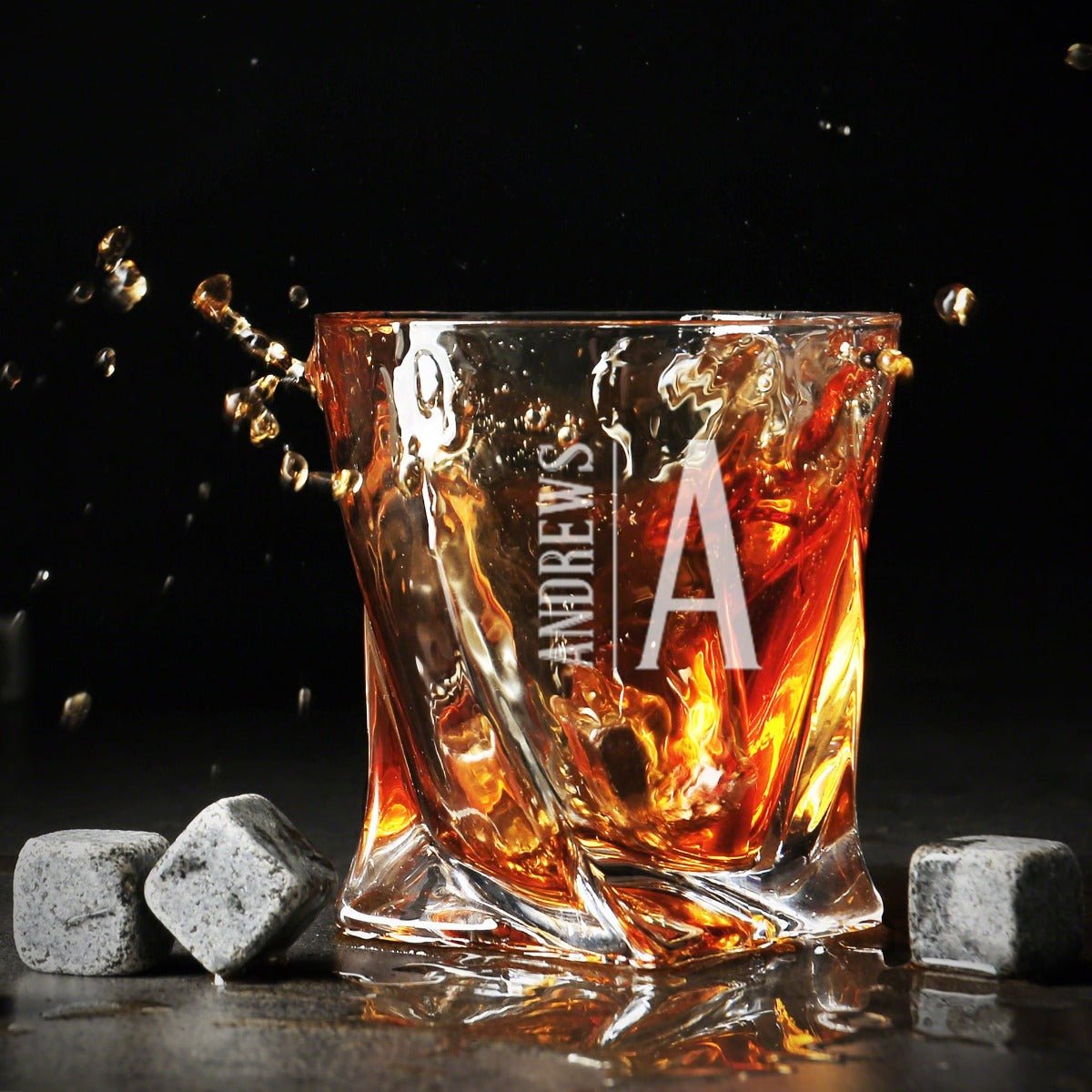 Custom Twist Whiskey Glasses with Box