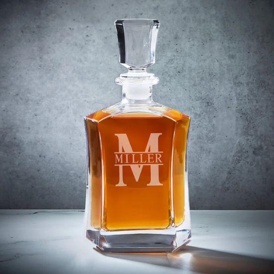 Custom Whiskey Decanter Box Set with Rocks Glasses US Flag Design