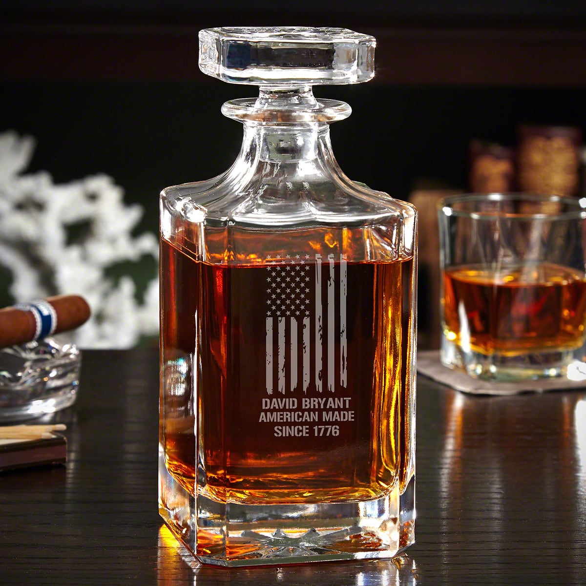 Custom Whiskey Decanter Set with Rocks Glasses