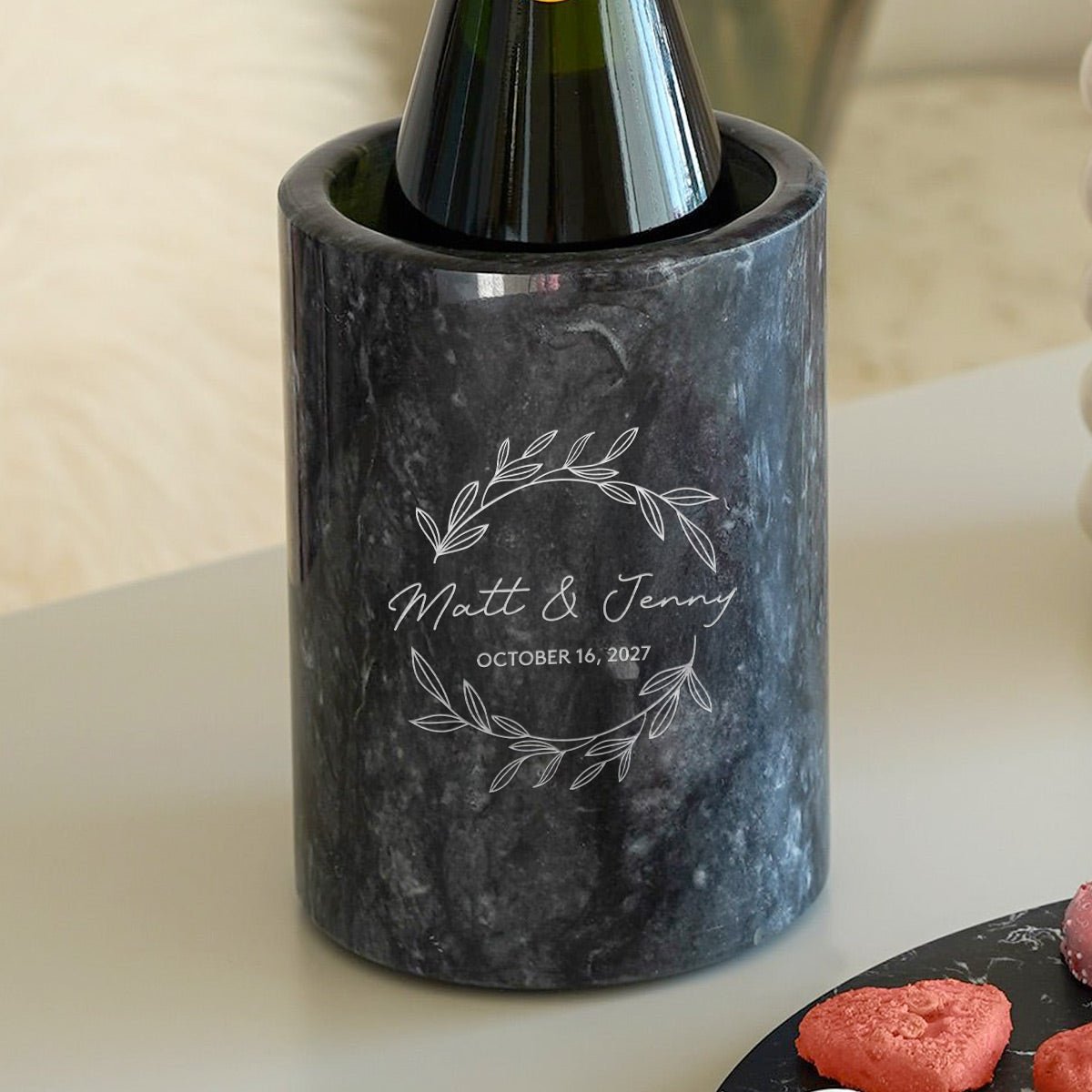 Customized Black Marble Wine Chiller