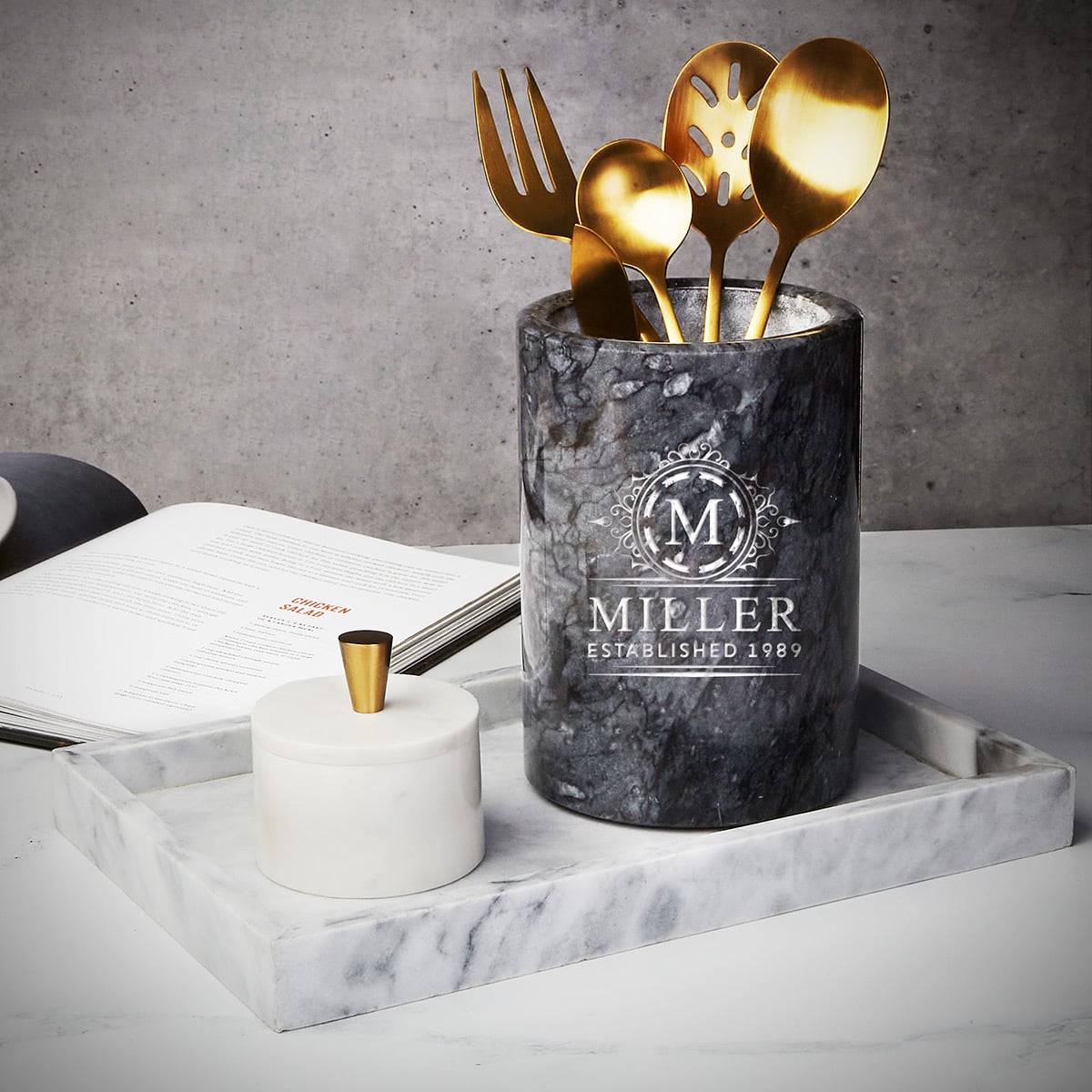 Customized Black Marble Wine Chiller